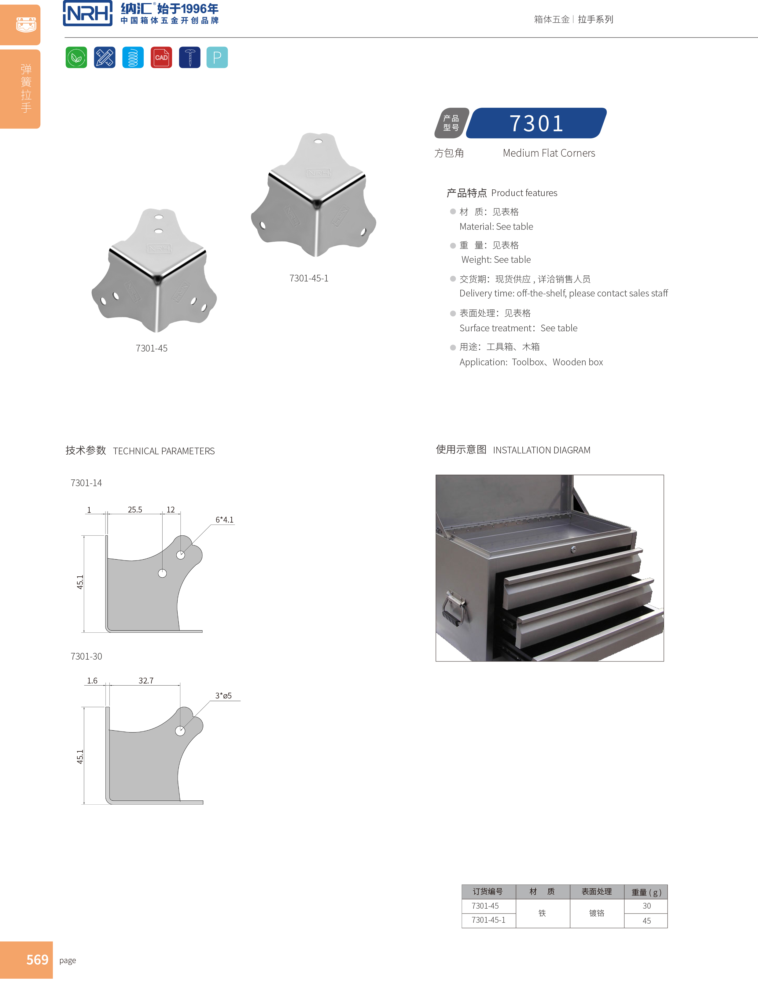 方包角7301-45工具箱包角_90度包角_NRHHJ04DC海角社区入口方包角 