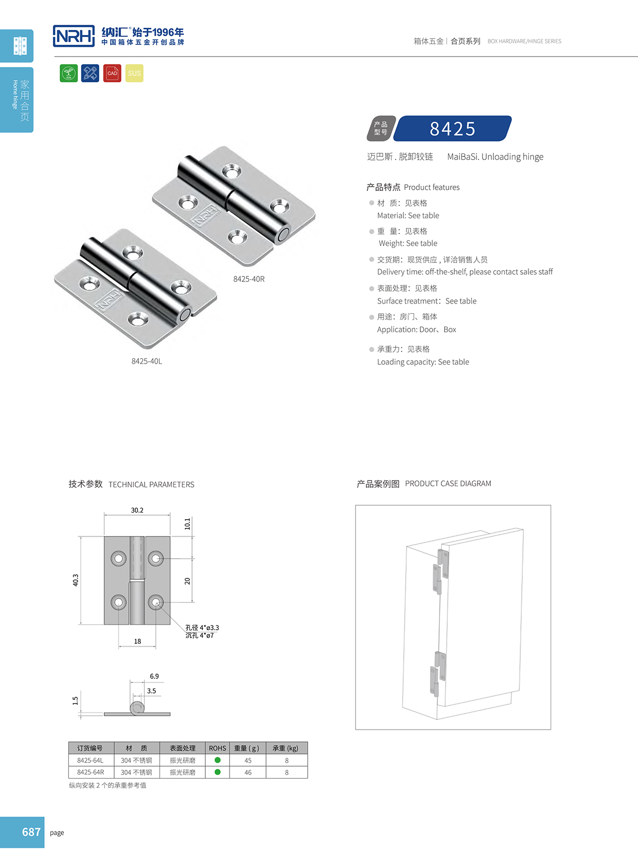 HJ04DC海角社区入口/NRH 8425-64-Z 电箱铰链